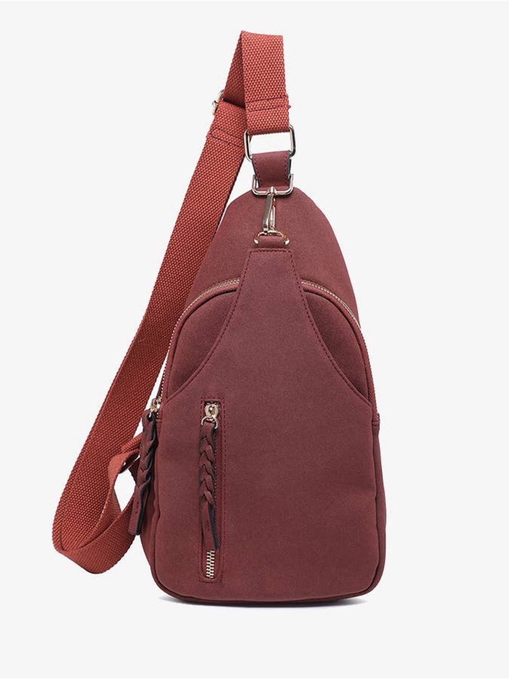 Jen & Co. Nikki Faux Suede Sling Pack Bag |Garnet